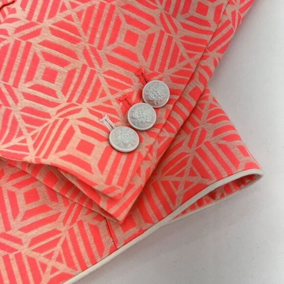 GAP Academy Blazer Neon Pink Ivory White Patterned Blazer Jacket size 2 - Picture 2 of 4